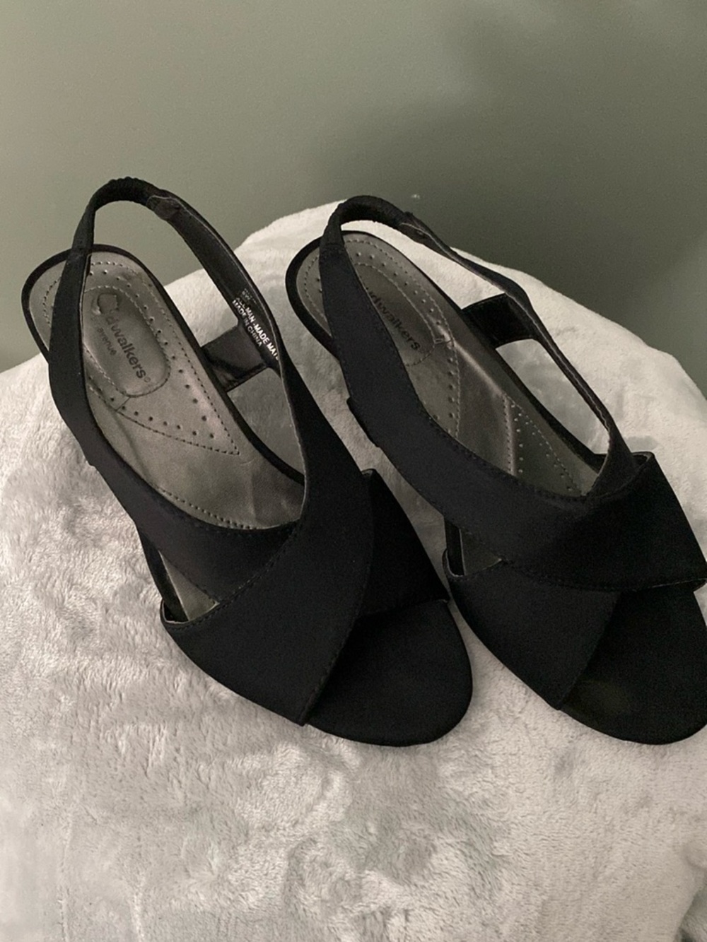 Riviera Black Slingback Open-Toe Heels
